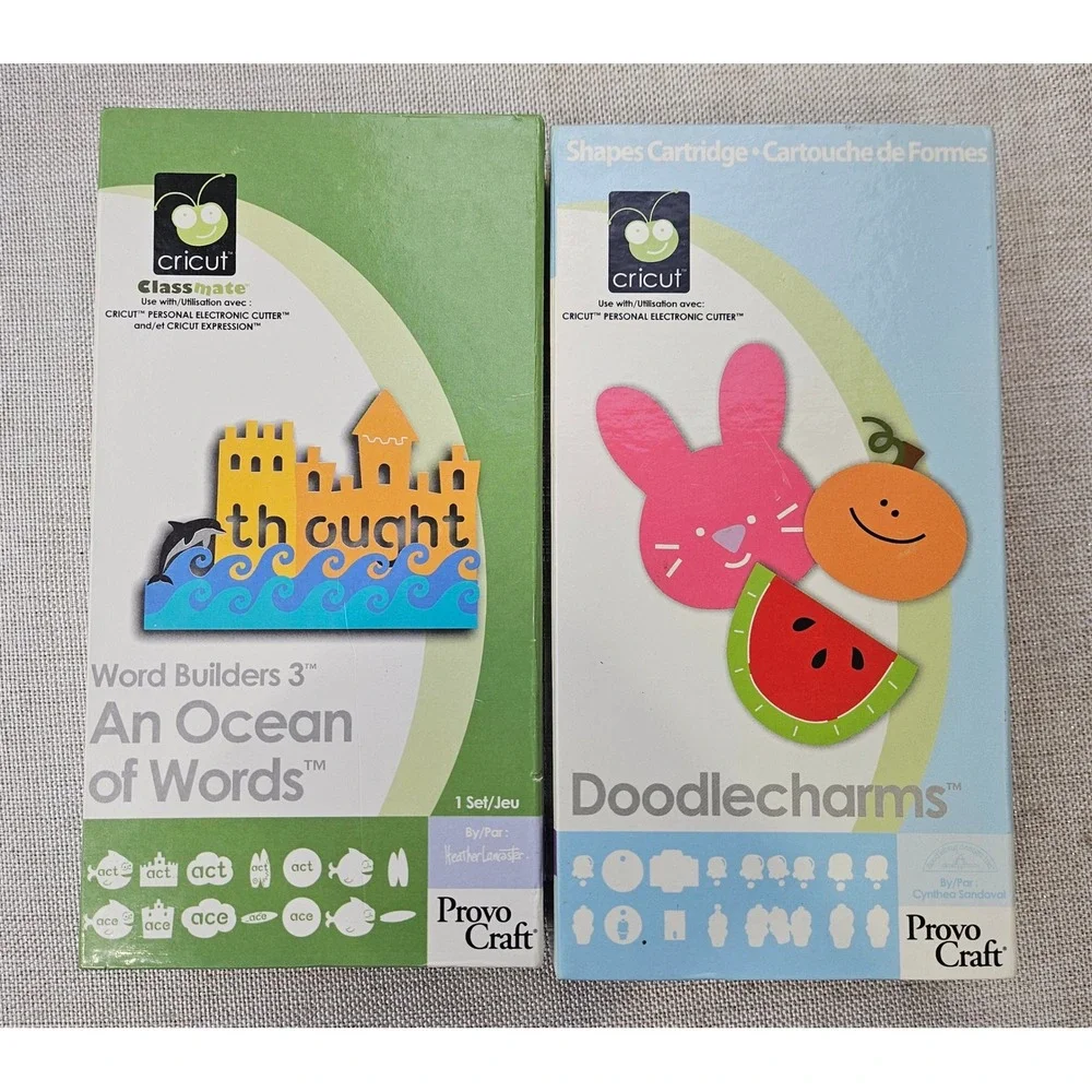 Cricut Cartridge Lot Doodlecharms & Word Builders 3 An Ocean of Words Bundle OS